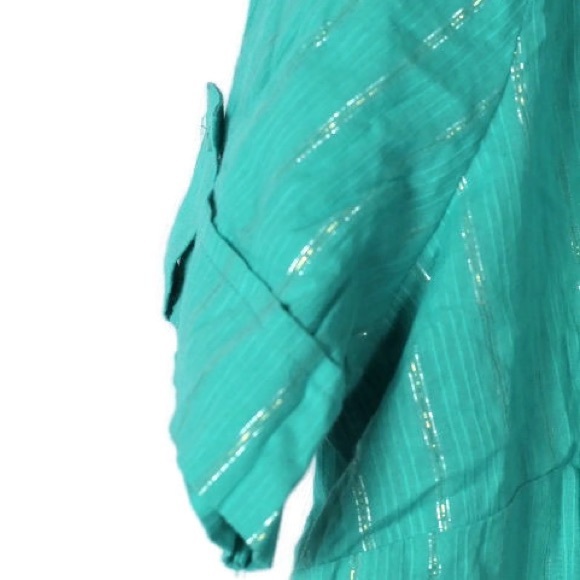 Sag Harbor Striped Metallic Collared Blouse Top Tank Set - Picture 2 of 6